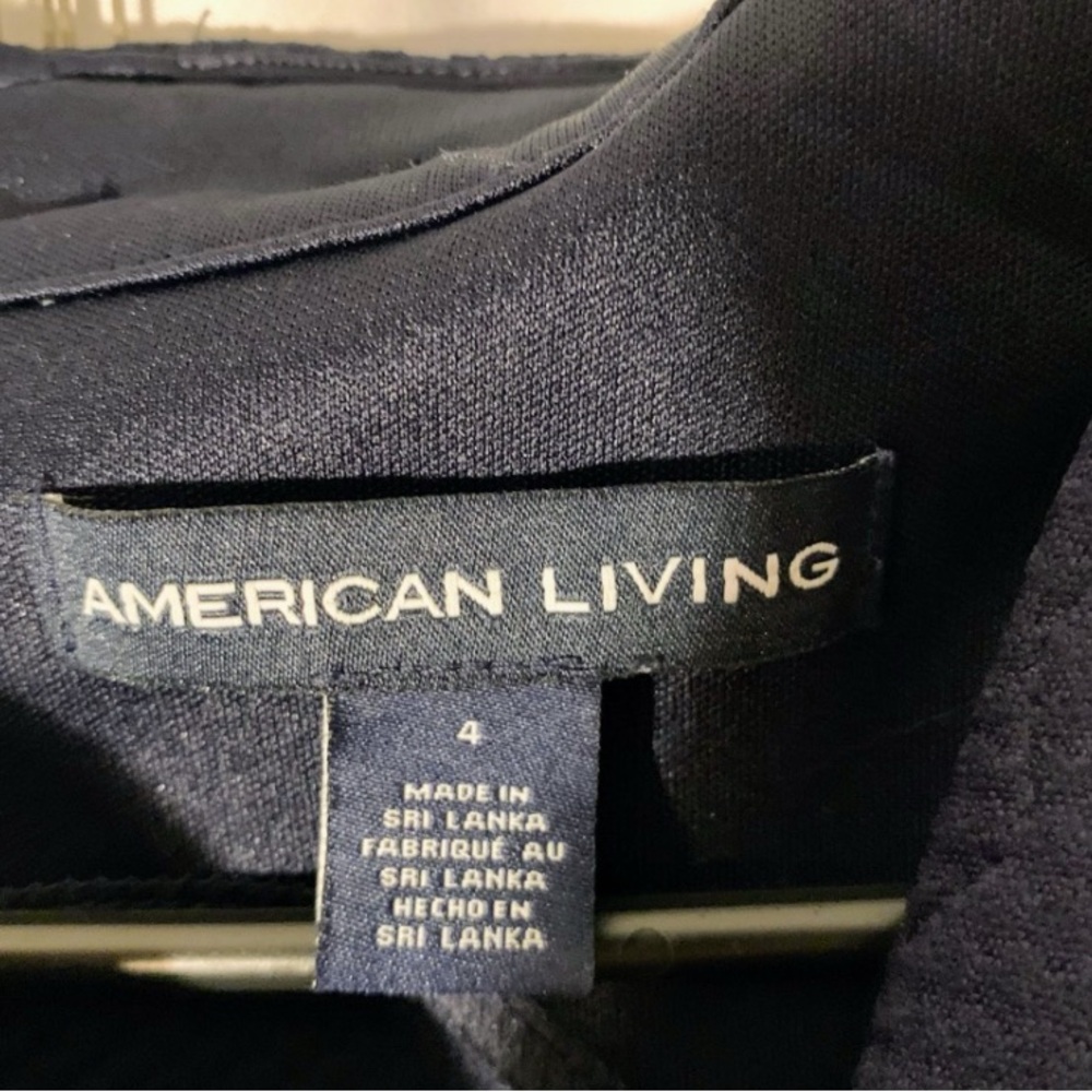 American Living Size 4 Jacquard Sheath Dress - Navy Blue and White